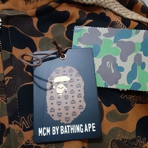 bape x mcm camo zip hoodie brown